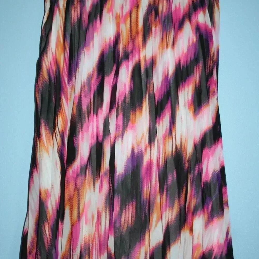 Worthington Pleated Colorful Skirt Side Zipper Size 8 NWOT